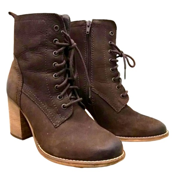 Steve Madden Brown Lace-Up Leather Boots “Lauren” Chocolate Brown Combat Boot 8M - Picture 4 of 16
